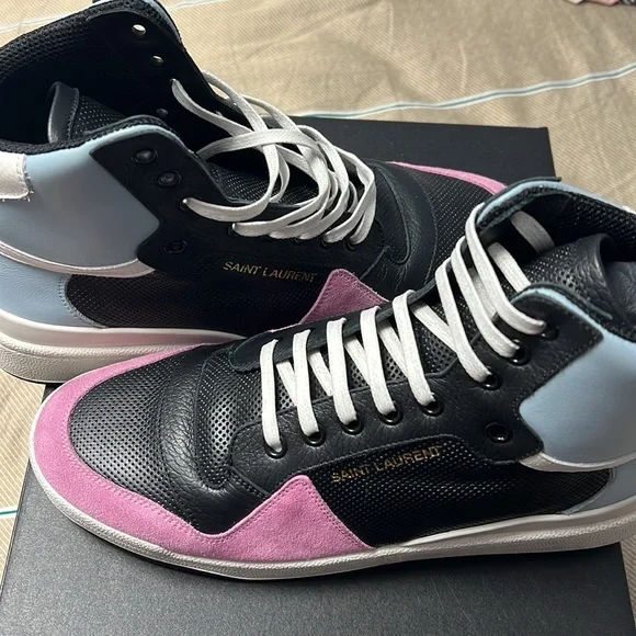 SAINT LAURENT Black & Blue SL24 High-Top Sneakers